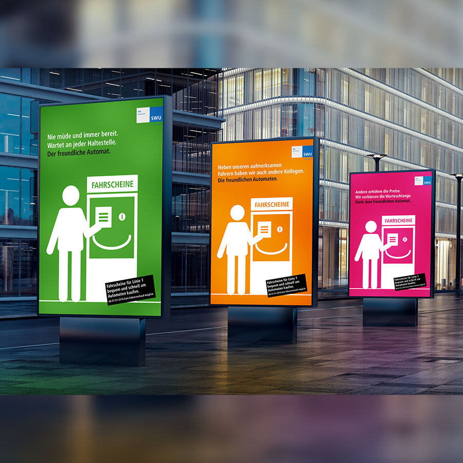 Servicekampagne "Ticketautomaten". Konzeption. Illustration. Bildbearbeitung.